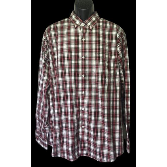 IZOD Mens Size‎ XL Red Plaid Long Sleeve Button Up Shirt With Pocket - Picture 1 of 11